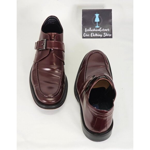 Rodolfo Zengarini Men's Burgundy Leather Monk Strap Buckle Loafers Sz 42 (9) 103 - Picture 10 of 16